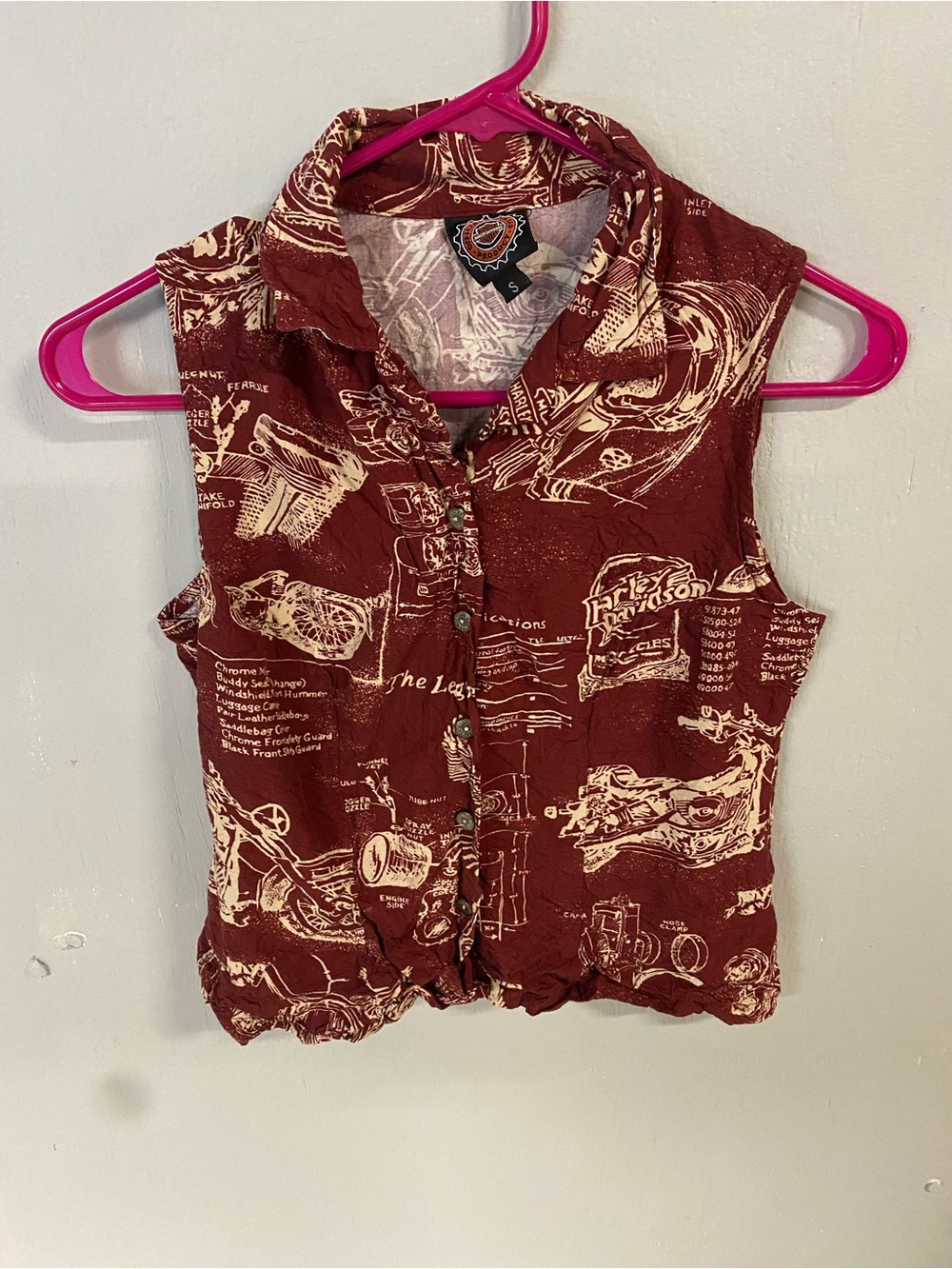 Harley-Davidson Rust Red & Cream Printed Button-Front Women’s Shirt